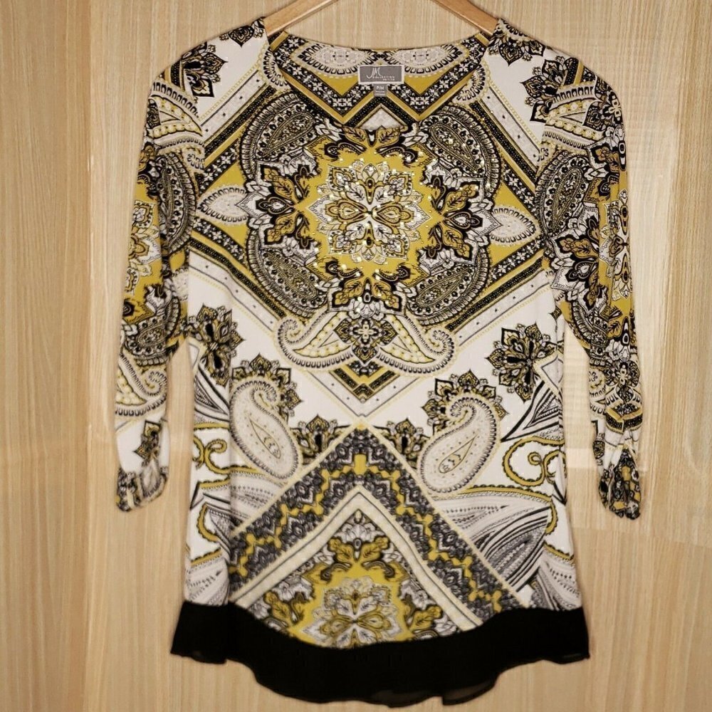 JM Collection Womens Petite Stretchy Paisley Tunic